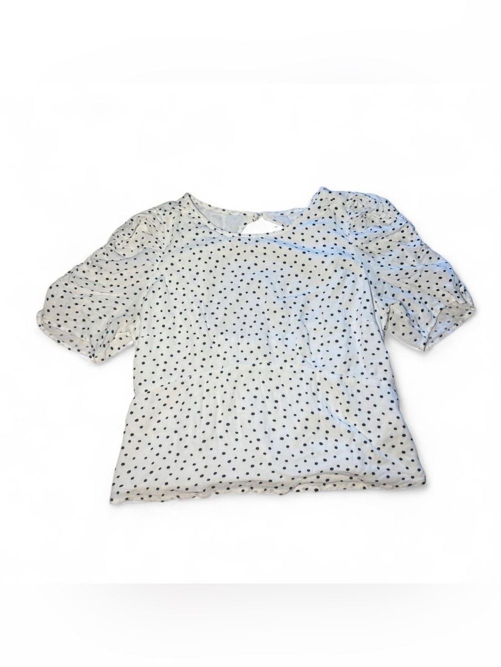 Abercrombie & Fitch black and white polka dot short sleeve blouse size XL ☮️